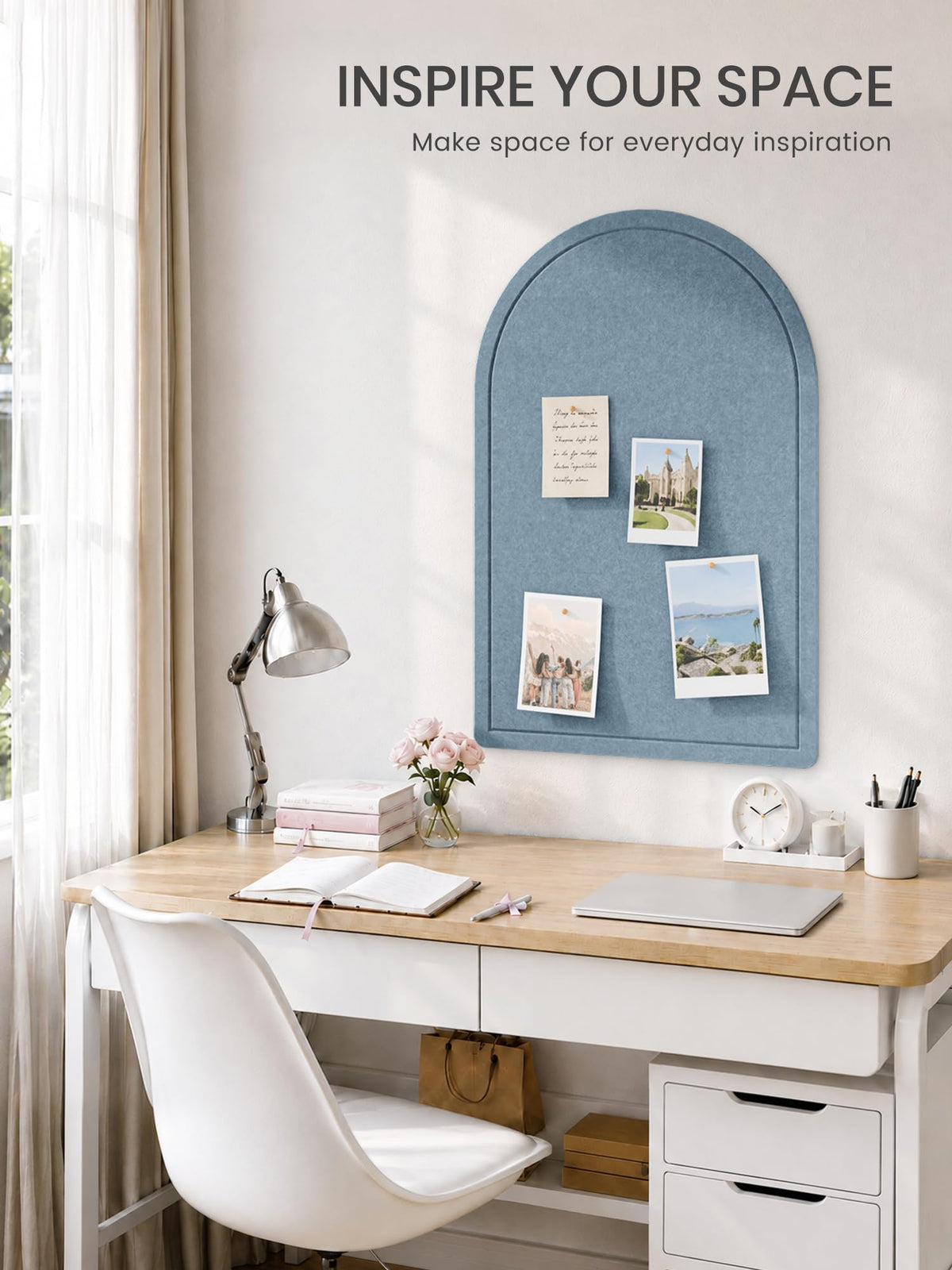 Large Arched Felt Bulletin Board 35.4''×23.6'' (Coastal Haze)