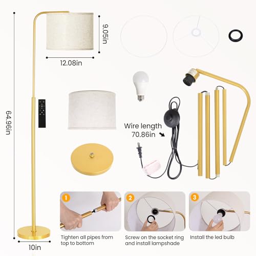 Floor Lamp with Remote Control Dimmable for Living Room and Bedroom