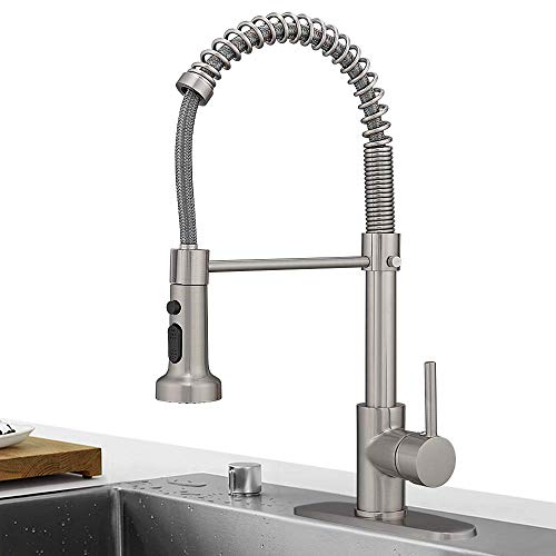 High Arc Spring Kitchen Faucet with Pull Down Sprayer