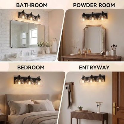 Bathroom Light Fixtures (Black / 3-Light)