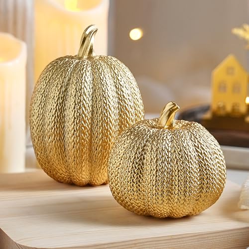 White and Gold Decorative Pumpkins