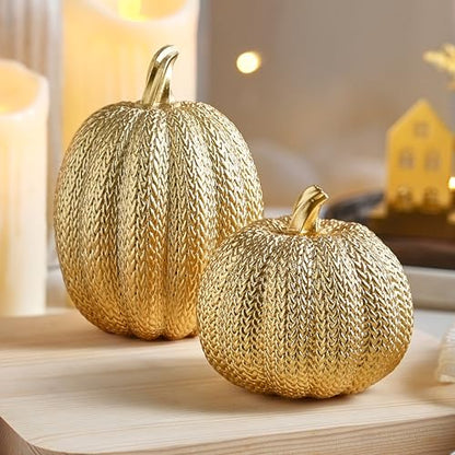 White and Gold Decorative Pumpkins