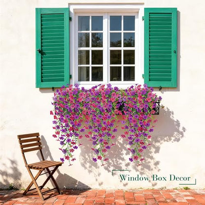 Artificial Hanging Flowers for Outdoors (Purplish)