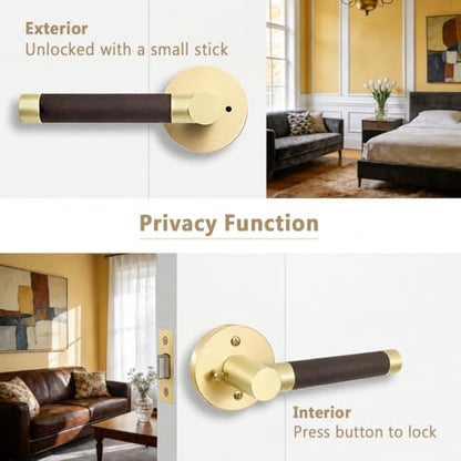 Leather Wrapped Brass Privacy Door Handle
