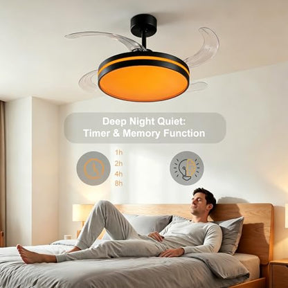 Retractable Ceiling Fan with Light and Remote