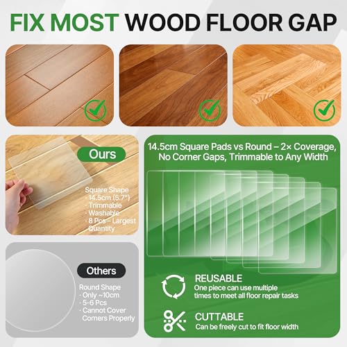 Floor Gap Fixer Tool with 4.7" Silicone Suction Cup Complete Floor Gap Repair Kit with 8 Sticky Pads & Grout Removal Tool
