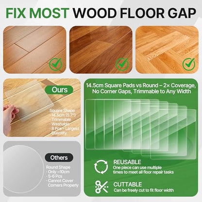 Floor Gap Fixer Tool with 4.7" Silicone Suction Cup Complete Floor Gap Repair Kit with 8 Sticky Pads & Grout Removal Tool