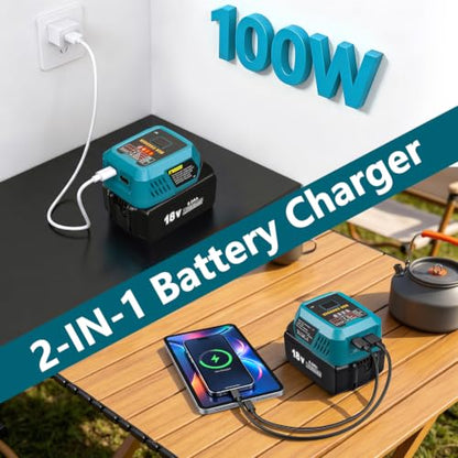 100W PD3.1 USB C Battery Charger Compatible with 18V Battery