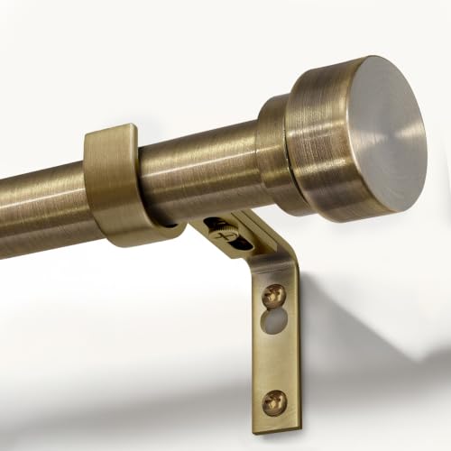 Antique Bronze Curtain Rods for Windows 28 to 48 with Adjustable Brackets Heavy Duty 1" Diameter Window Treatment Rod with Solid Metal Finials for Outdoor Bedroom Kitchen Living Room (Antique Bronze / 16"-60"|1 Pack)