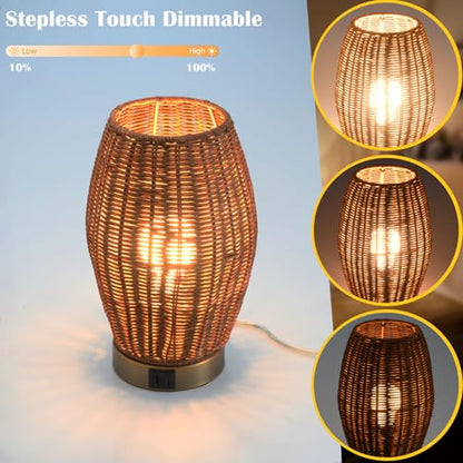 Boho Style Rattan Table Lamp