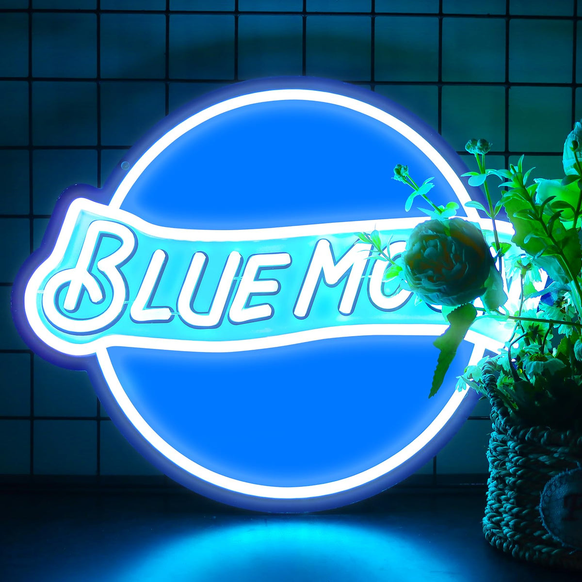 Blue Moon Neon Signs for Wall Decor Neon Lights for Bedroom Led Signs Suitable for Man Cave Bar Pub Restaurant Christmas Birthday Party Gift 5V Usb Power (Blue Moon 002 CY)