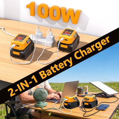 100W PD3.1 USB C Battery Charger Compatible with Dewalt 20V Max Battery