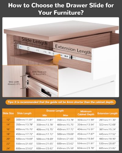 Side Mount Soft Close Drawer Slides