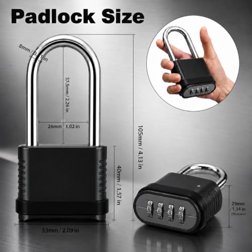 2 Pack 4.13 Inch Long Shackle Combination Lock