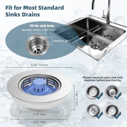 3 in 1 Kitchen Sink Drain Strainer (Blue)