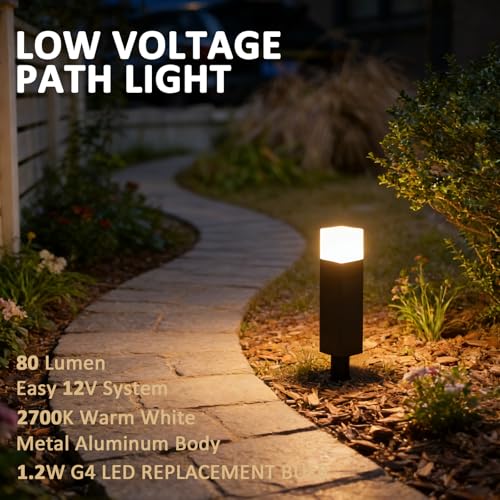Low Voltage Pathway Lights Landscape Lighting Path Light with Replacement Bulb 1.2W 80 Lumens 2700K Outdoor Lights