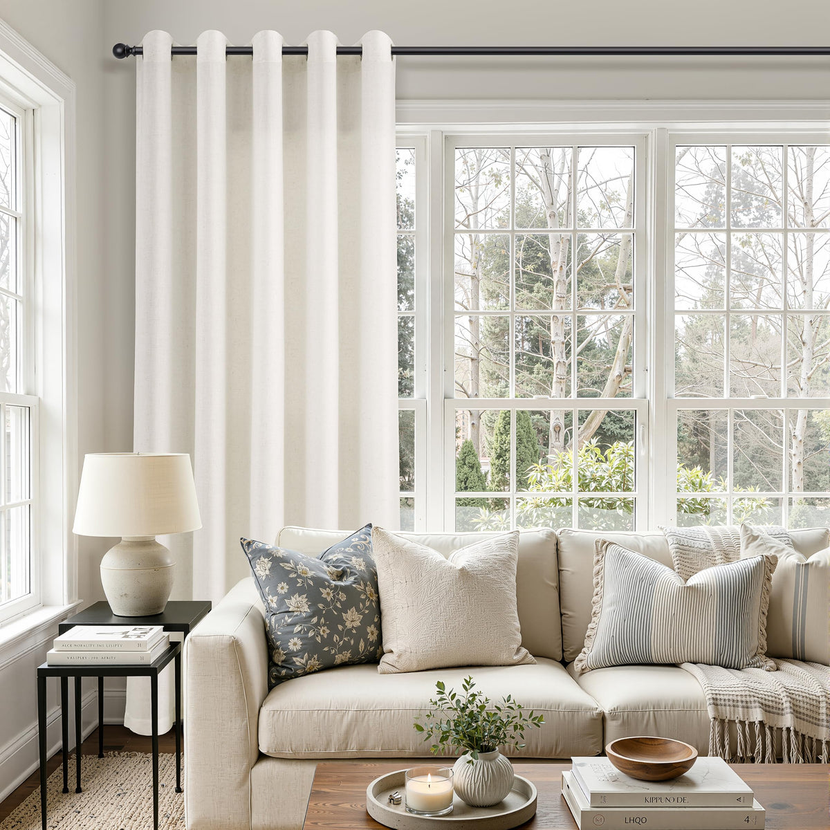 60 Inch Extra Wide Natural Grommet Linen Curtains 90 Inches Long (Natural / 60"W x 90"L (Pack of 1))