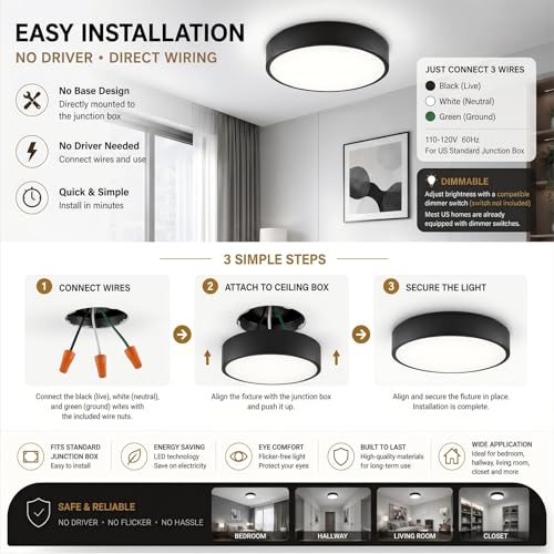 Matte Black Flush Mount Ceiling Light