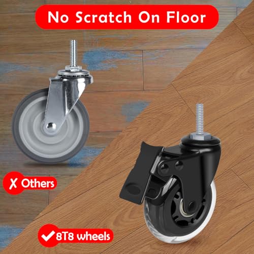 3" Rubber Caster Wheels Heavy Duty with Brakes