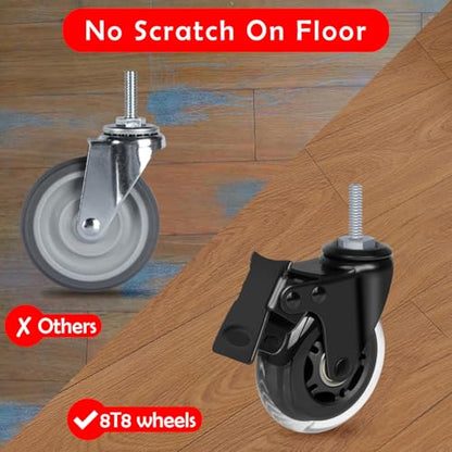 3" Rubber Caster Wheels Heavy Duty with Brakes