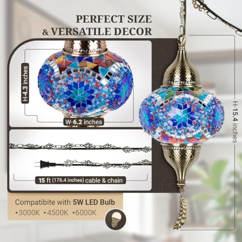 Turkish Moroccan Mosaic Pendant Light (Blue1)