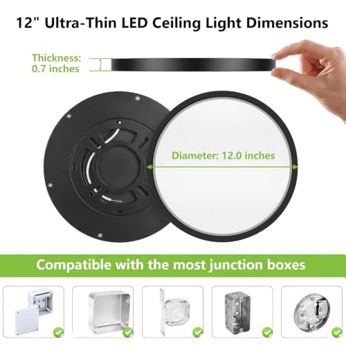 Flush Mount 12 Inch Ceiling Light Fixtures 24W Ultra
