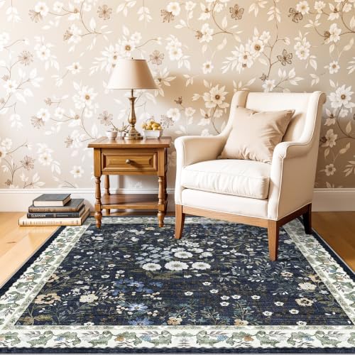 4x4 Square Entry Rug Foyer Entryway (Blue / 4x4)