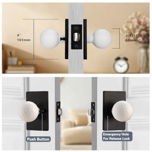 White Interior Door Knob for Privacy Bath & Bedroom