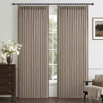 Blackout Dark Flax 102 Inches Extra Long Living Room Curtains 2 Panels (Darkflax / 50"W x 102"L (Pack of 2))