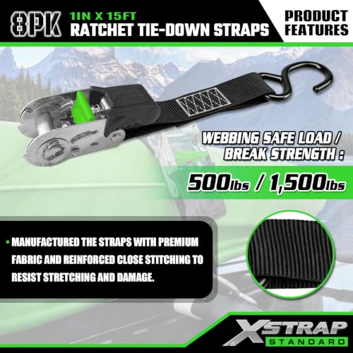 8 Pack Ratchet Tie Down Straps