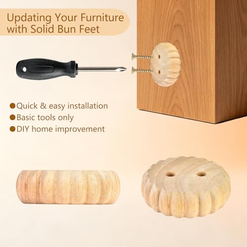 Unfinished Wooden Bun Feet Set of 4
