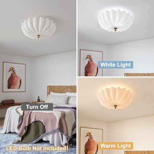 Milk Glass Ceiling Light Flush Mount Flower Shade 3