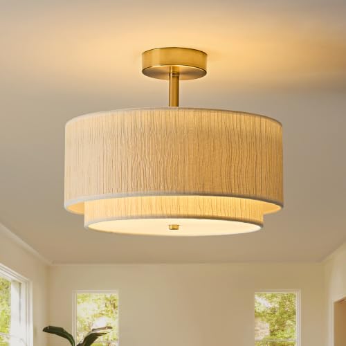 Double Drum Semi Flush Mount Ceiling Light