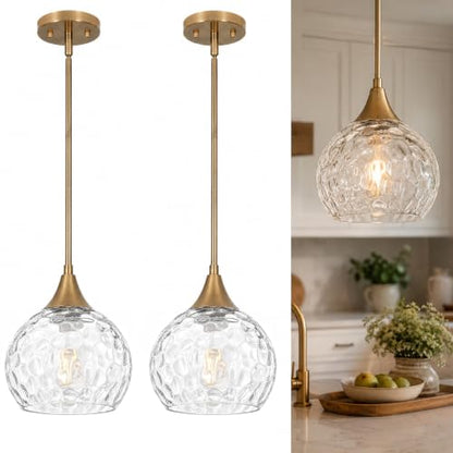 Vintage Pendant Lights Kitchen Island With Glass Shade Set of 2