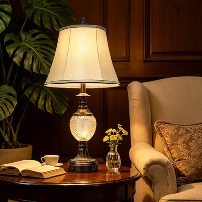 28'' Tall Vintage Bedside Table Lamps with USB Charging Ports