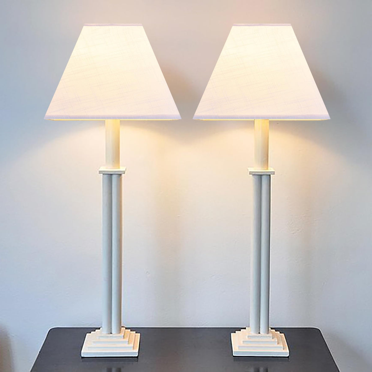 Small Square Lamp Shades for Bedside Lamps Set of 2 (Off White-linen / 4 × 9 × 8.3 inches (2 pack))