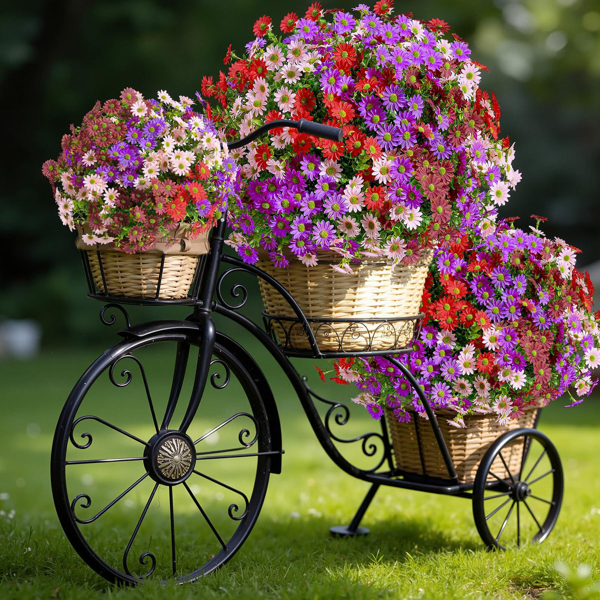 40 Bundles Artificial Daisies Flowers Fake Silk Plant for Indoor Outdoor Decor (Redpurplebrownpink)