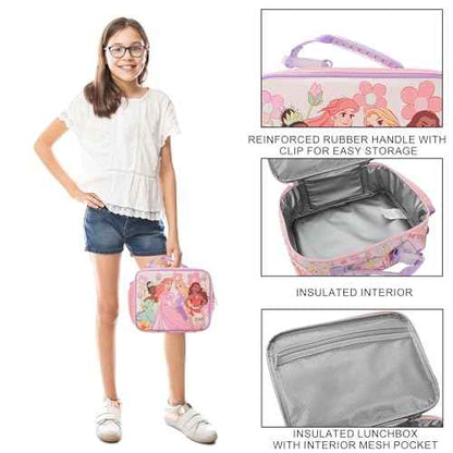 Disney Princess Characters On Floral Print 8" Lunch Kit (Disney Floral Pink)