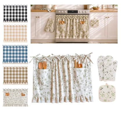 Floral Oven Skirt Curtain for Farmhouse Kitchen Decor