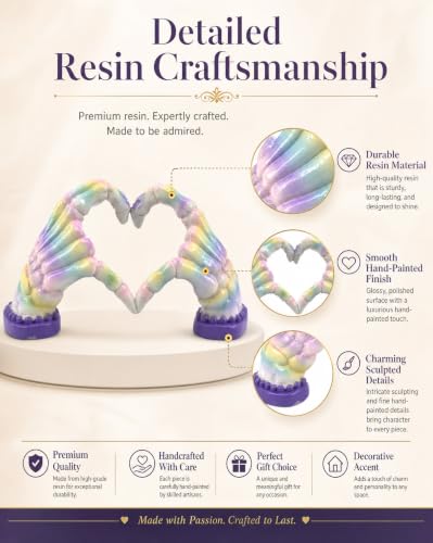 Halloween Decor Handmade 6.7'' Resin Heart Figurine (Pastel Skeleton Hand)