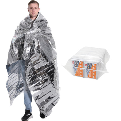Emergency Blanket Mylar Thermal Blanket (Silver-50 Pack)