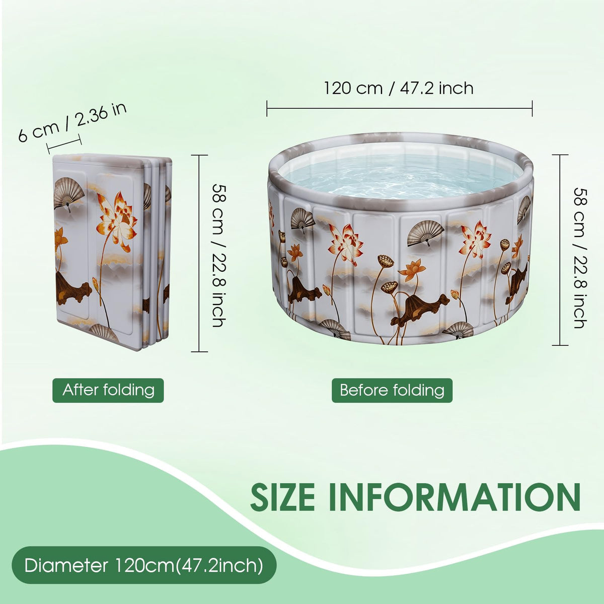 Portable Bathtub for Adults 164 Gal (B-Lotus / 47.2x21.7 Inch)