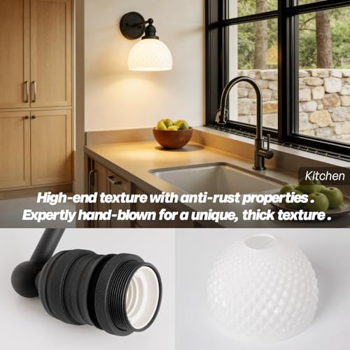 Vintage Black Vanity Lights for Bathroom with Milk Glass (1-Black)