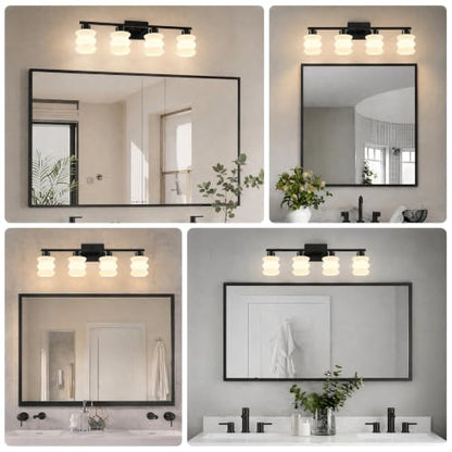 Modern Bathroom Light Fixtures (Black / 4-Light)
