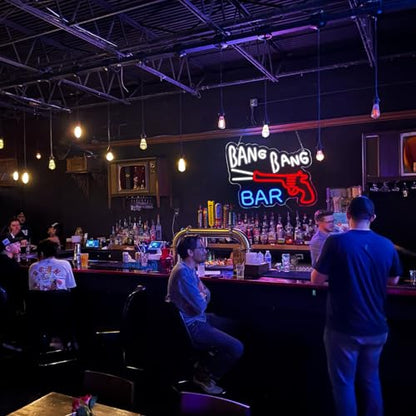 BANG BANG BAR Neon Signs for Wall Decor The Roadhouse Neon Lights for Bedroom Led Business Signs Suitable for Man Cave Bar Pub Restaurant Christmas Gift Art 5V Power Adapter 12.2 * 15.4 Inch (BANG BANG BAR)