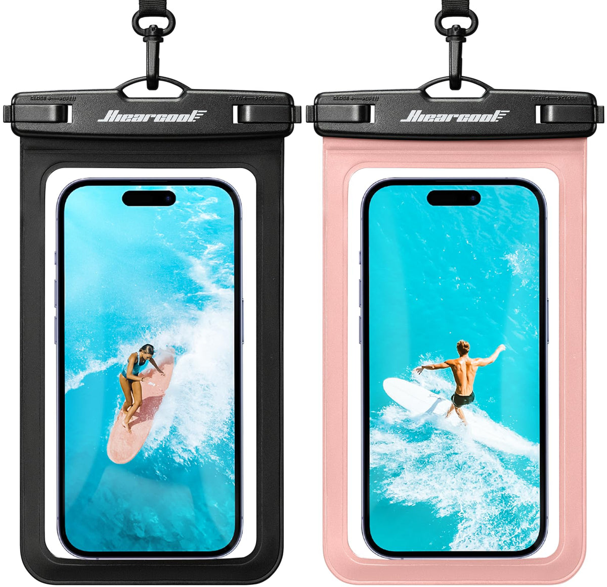 Waterproof Phone Pouch (2-Pack Black & Peach Pink)