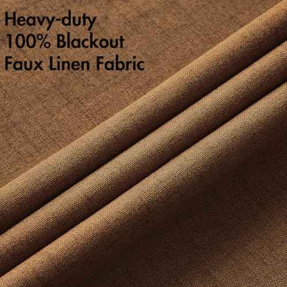 100% Blackout Linen Curtains for Bedroom 52x63 Inches Brown (Brown / 52"W x 63"L (Pack of 2))