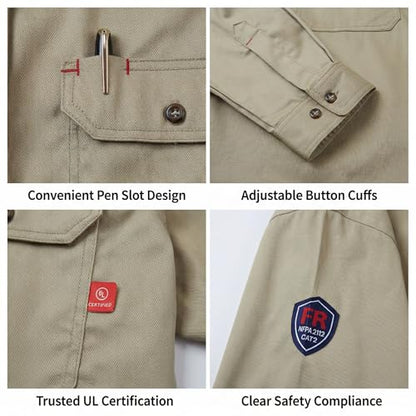 Hi Vis FR Shirt for Men 6.5oz Flame Resistant Welding Shirts