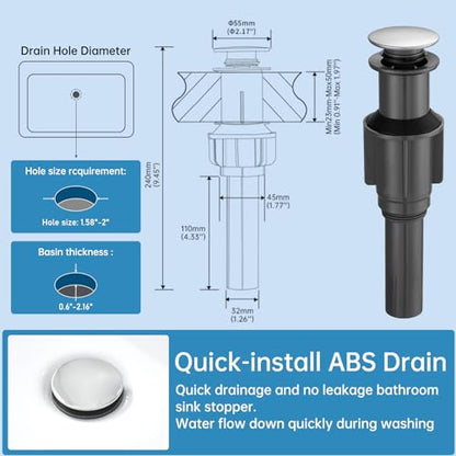 Tall Bathroom Faucet Vessel Sink Faucet with Drain (With Drain / Polished Chrome)