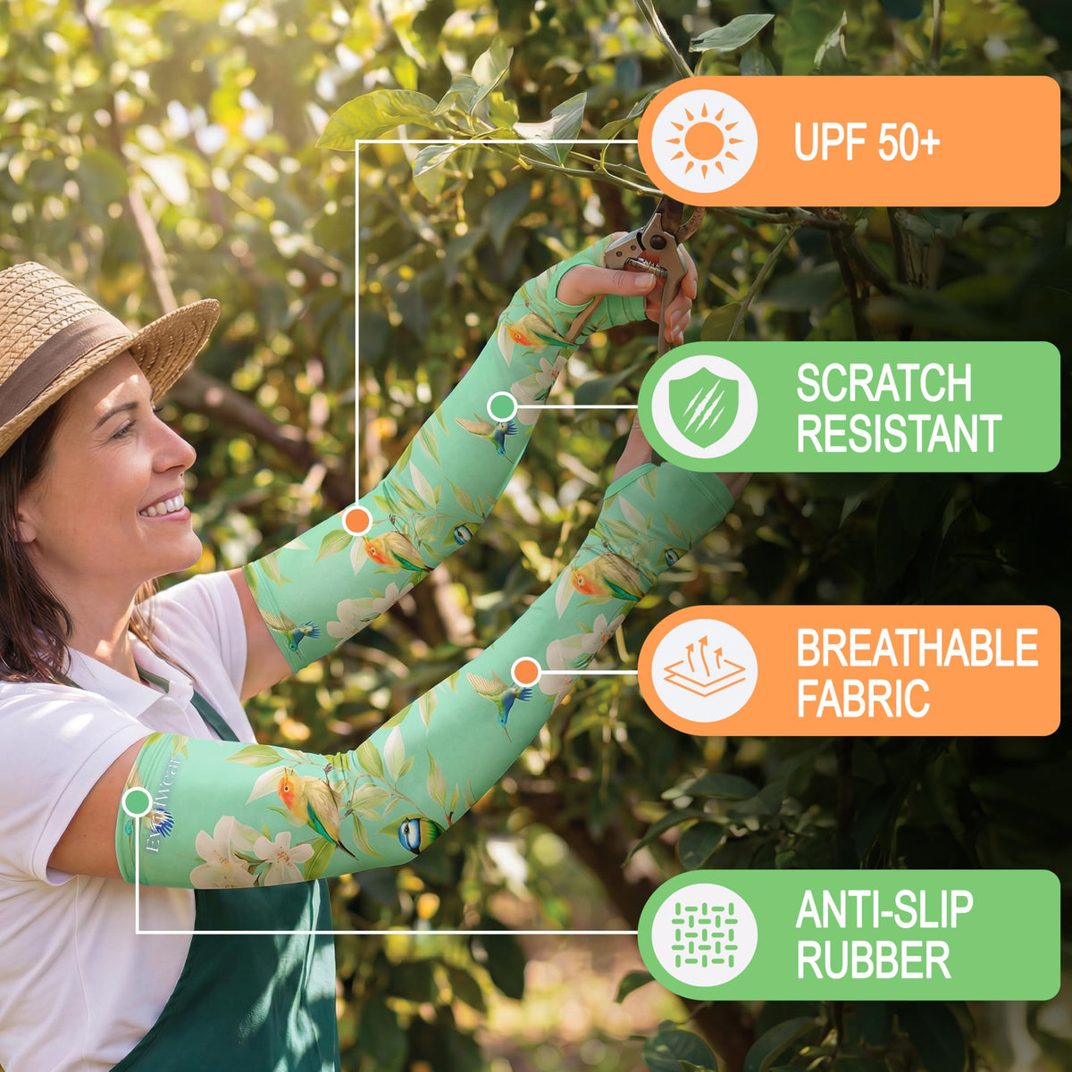 Gardening Sleeves (XX-Large / Mint Floral Garden)